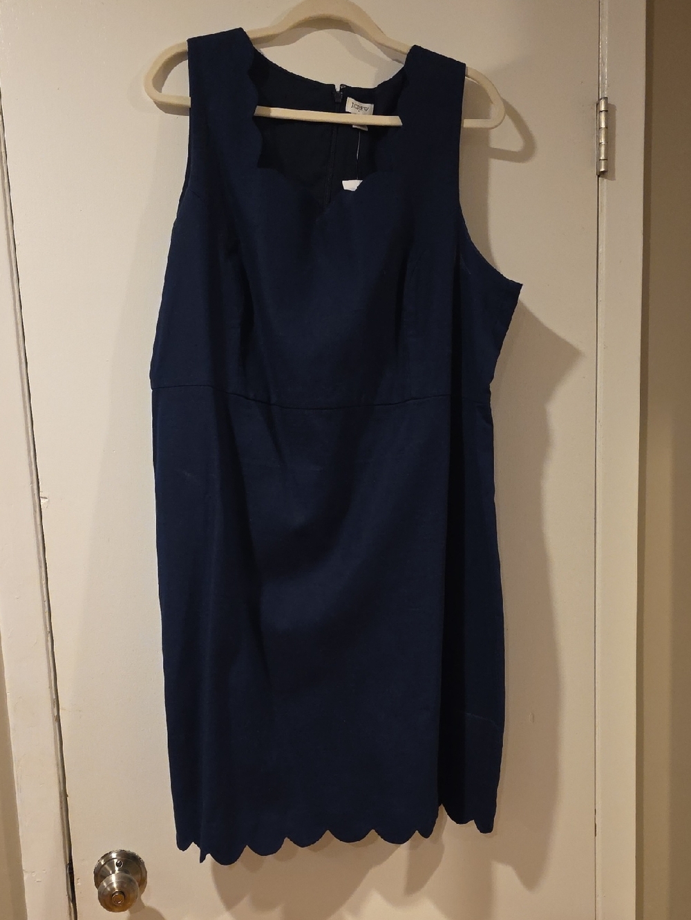 J. Crew Navy Scallop Sheath Dress